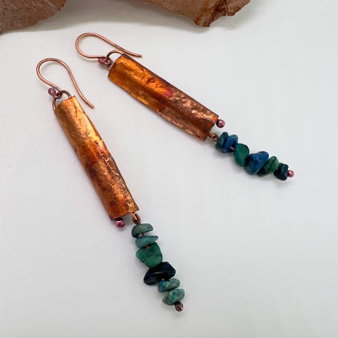 Revivo-Formed Copper & Chrysoprase Earrings-by Anita Chaperon