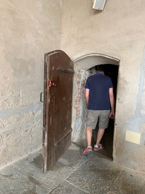 Main entrance, court, secure, throne aula, view from the tour, patrol walk of the castle of Fossano