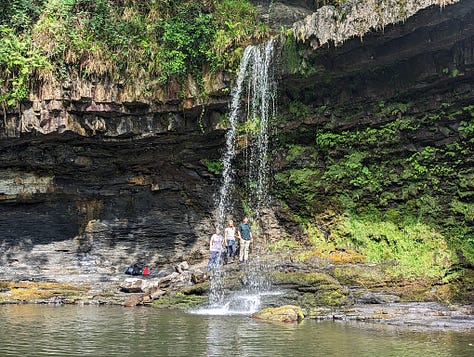 waterfall walk with guide in the Brecon Beacons