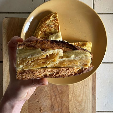 Aioli, spanish tortilla, egg sandwich