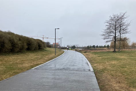 Wide tarmacced paths on the course