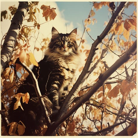 Teens on bikes / nightclub party / cat in a tree polaroid photo MJ prompts