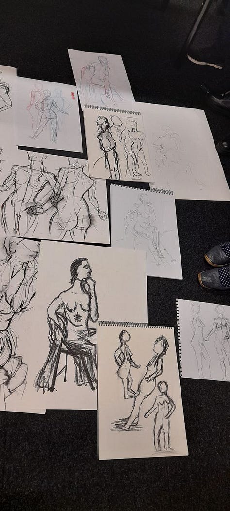 nude female life drawing in wales