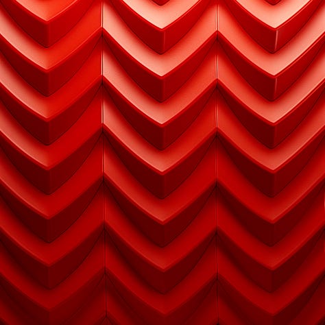Pink leather, shiny steel, red plastic zigzags textures