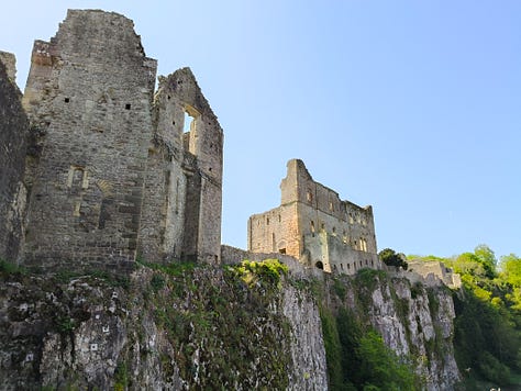 castle walls in the sunshine in Wales