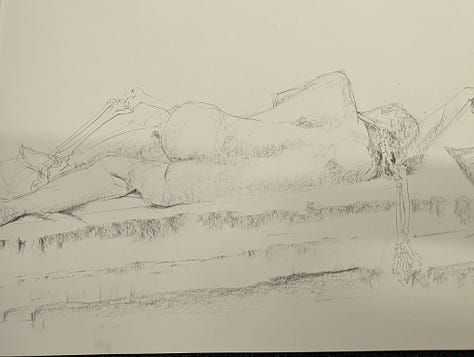 life drawing of nude model in cynon valley cardiff