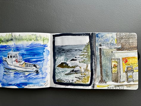 Sketchbooks painting from life, photos, memory and imagination