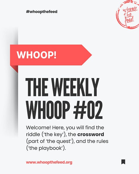 Image Gallery containing whoop!'s second weekly riddle-solving contest's details