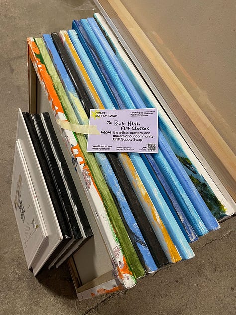 Empty tables, tubs filled with leftover materials, canvases tagged for donation to the high school art program, and 37 votes to keep going and hold the swap again.
