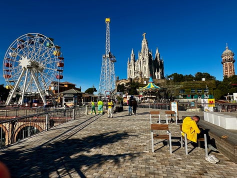 Hiking to the Tibidabo in Barcelona, Catalonia, Spain