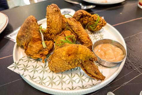 Consorzio’s ox heart tagliatelle, Kooya’s fried chicken wings, FZN’s chawanmushi and bone marrow.