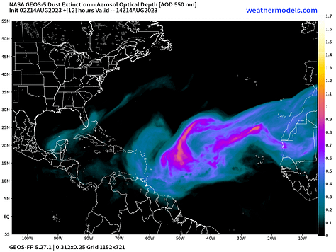 NASA GEOES5 Dust and ECMWF SAL products