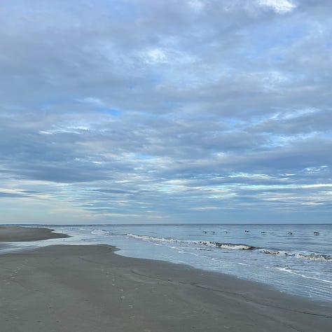 three views of ocean and sky at sunrise, sunset and dusk