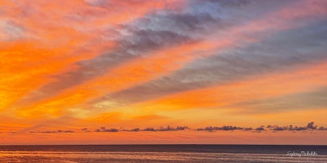 A series of three sunrise images shows orange light creeping across the horizon.