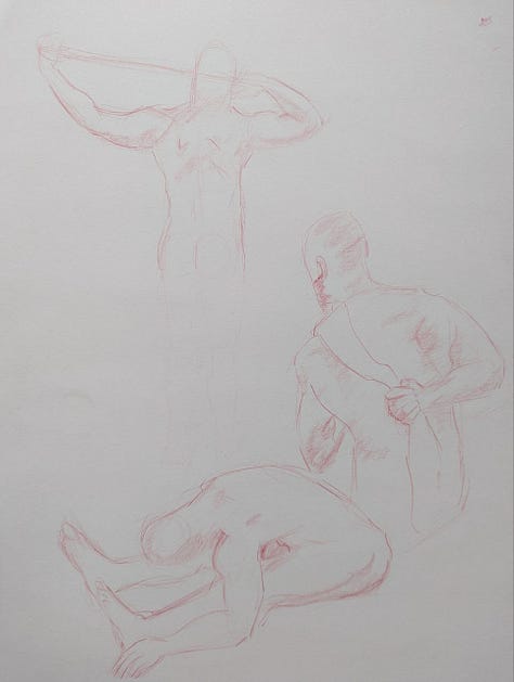 life model posed for sketching drawing male nude