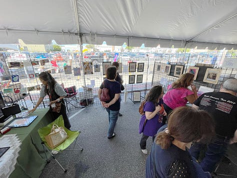 visitors in the booth of Peace Connection 