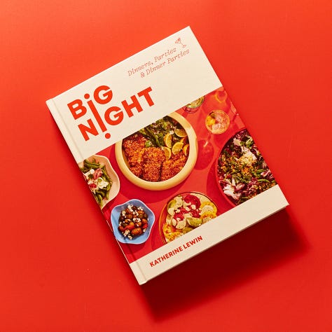 From left: a gif featuring a lazy susan that says "yes, no, maybe, idk"; the cover of the Big Night cookbook; Fly by Jing hot pot set.