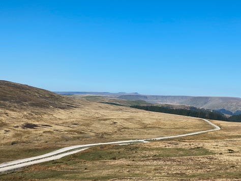 mountain scenery in Bannau Brychieniog Brecon Beacons on a sunny day