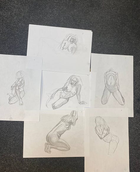 female life model poses and sketches