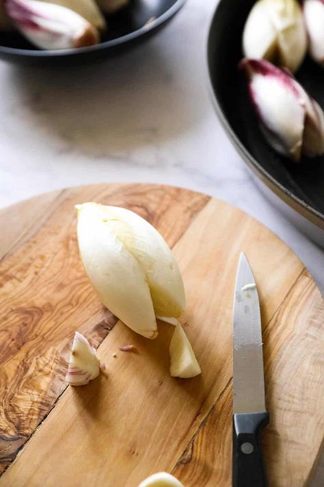 The process of making Endive Bechamel, step-by-step