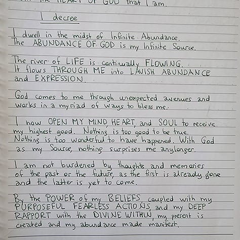 Handwritten and adapted version of this abundance prayer, by Gemma Serenity Gorokhoff 🙏 