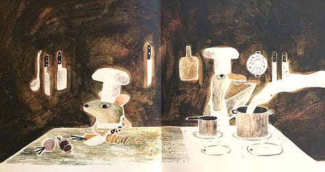 Pages from The Wolf, the Duck, and the Mouse, written by Mac Barnett & illustrated by Jon Klassen