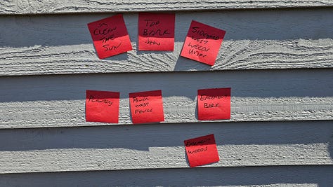 Images of a Personal Kanban, A fence being power washed, and the results of a hard day of work