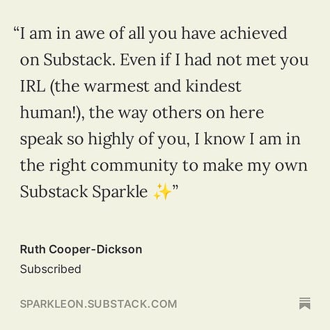 Kind words about Sparkle on Susbtack