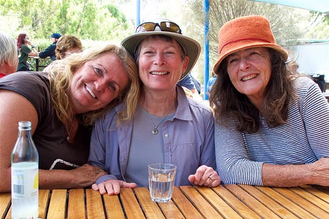 pics of ladies at a outdoor table at an oyster restaurant