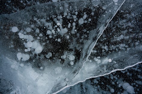 Top down close-ups of the wild ice on Abraham Lake