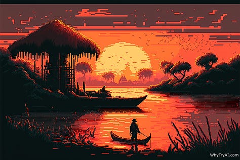 Sunsets over different locations in 16-bit