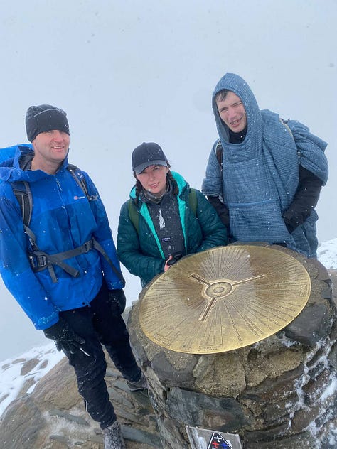 walking snowdon in the snow