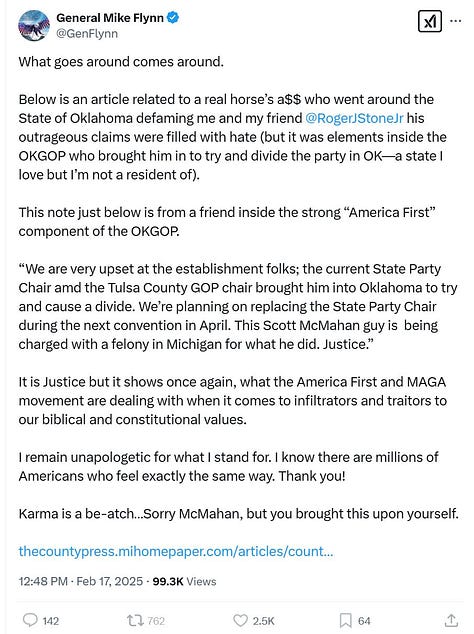 A small sampling of Flynn Network slander posts against me.