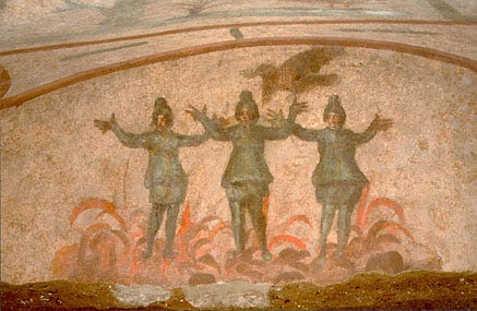 Images from the Vatican website of artwork preserved in the catacombs from the early centuries of Christianity.