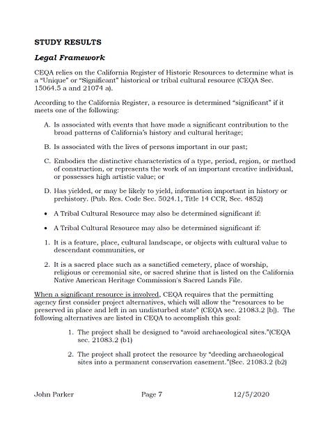 Dr. Parker's Cultural Resource Evaluation of LASC