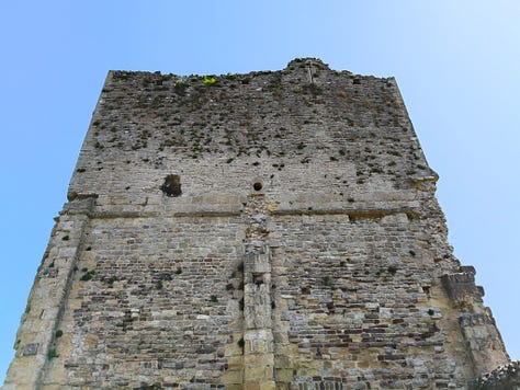 castle walls in the sunshine in Wales