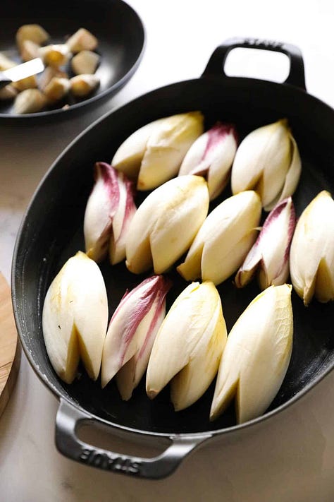 The process of making Endive Bechamel, step-by-step