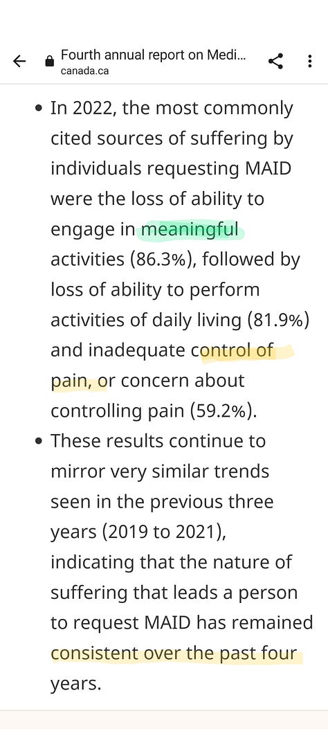 Details from the MAiD report in Canada for 2022