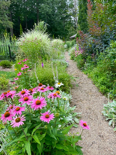 Gardens at Havenwood: the Long Border, the Entry Garden, the Pond & Potting Shed, St Francis' Garden, the Cottage Garden, and the Kitchen Garden. 2024