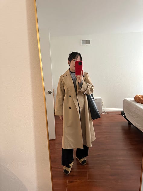 neutrals trenchcoat birkenstock