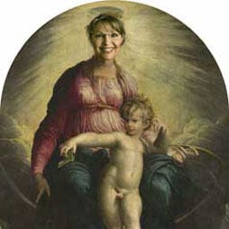 Sarah Palin's face photo edited onto classical paintings of the Virgin Mary