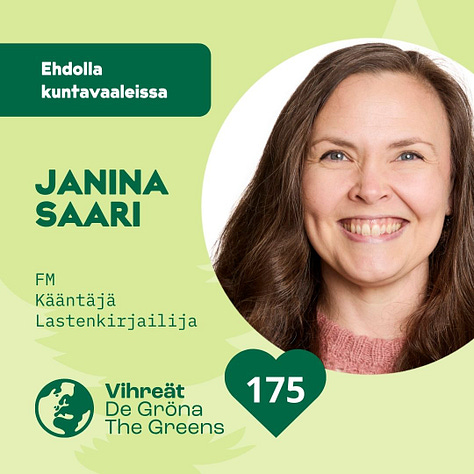Janina Saari Liedon vihreät kuntavaaliehdokas