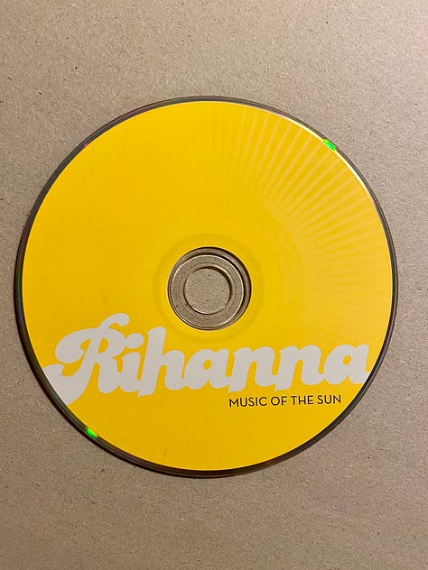 the album art for singer Rihanna’s first album Music of the Sun, including the inserts, front and back covers.