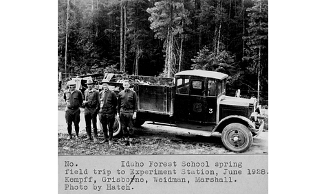 Black and white photos of Bob Marshall working in the wilderness during the 1930s