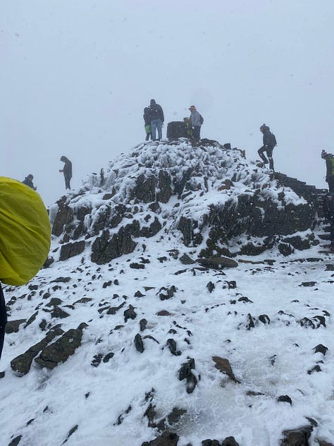 walking snowdon in the snow