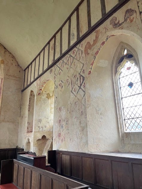 Medieval paintings inside Hailes church