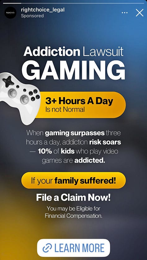 Targeted ads for gaming addiction
