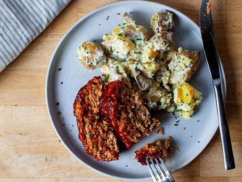 photos of lemon chicken, turkey meatloaf, and new york crumb cake