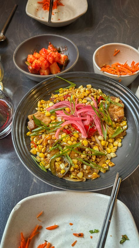 Photos of dishes served at Miss Kim, described in the caption from left to right