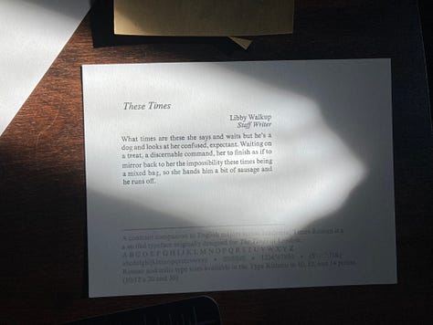 letterpress print project, small artworks with ink on paper, and paper sewn into envelopes.